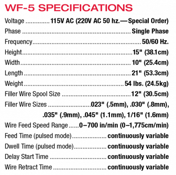 Especificaciones del WF-5